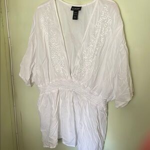White Embroidered Women Top